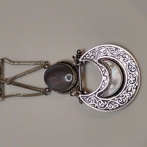 Moon Statement Pendant Neklace Long Style